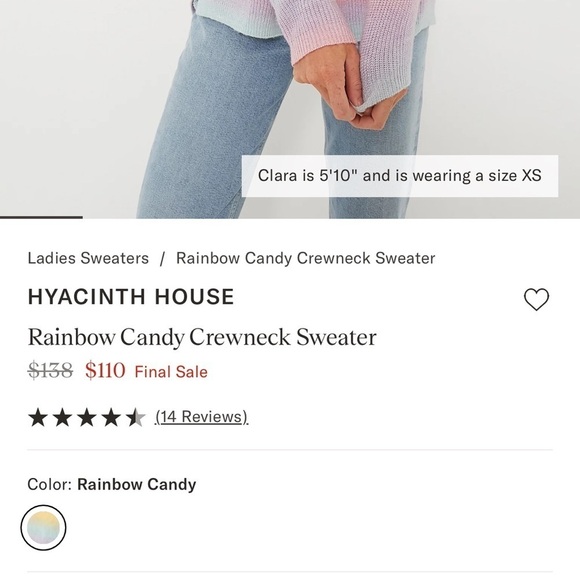 Hyacinth house candy crew neck sweater, pink/blue/orange, Size S E25 - Picture 2 of 10